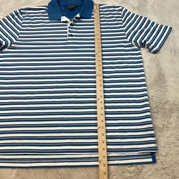 Brooks Brothers Polo Shirt Mens XL Mercerized Cotton Blend Blue Stripe Golf - Picture 7 of 8
